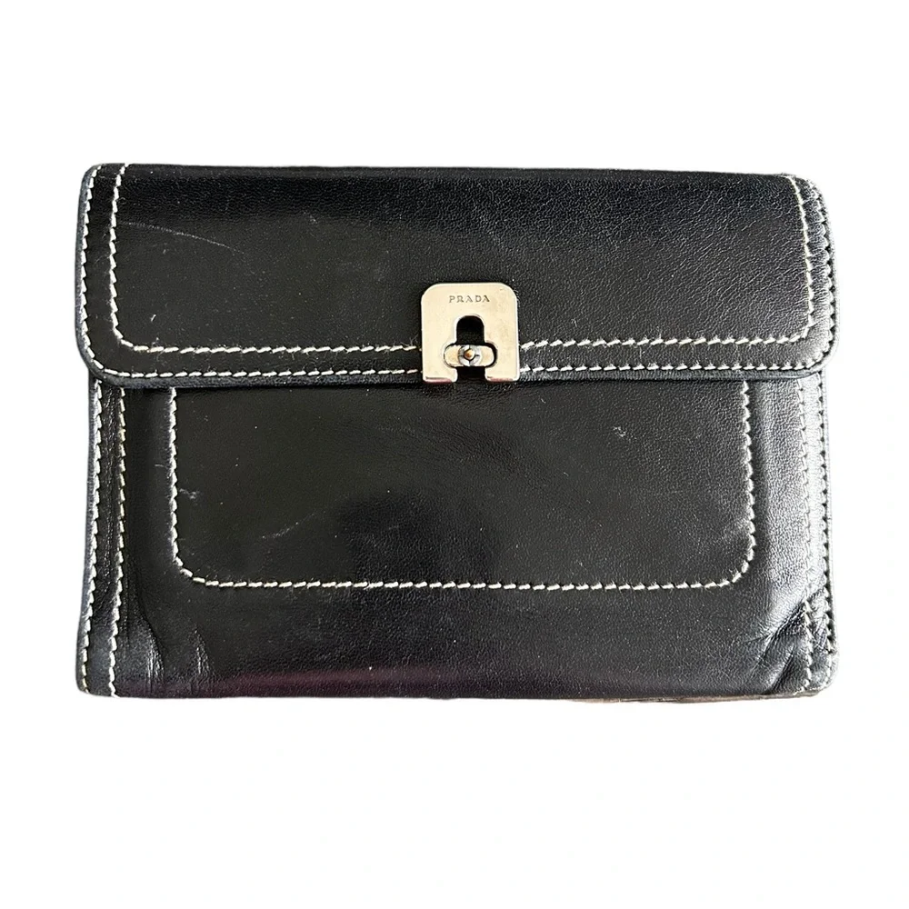 Prada Black Twistlock Wallet